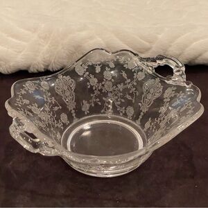 ❌SOLD❌ Cambridge Glass "Rose Point" 2-handled Bonbon Candy Dish